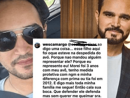 Resposta de Wesley sobre Luciano (Reprodução) Resposta de Wesley sobre Luciano (Reprodução)