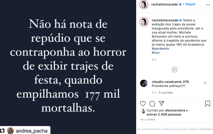 Jornalista ataca atitude de Bolsonaro (Reprodução) Jornalista ataca atitude de Bolsonaro (Reprodução)