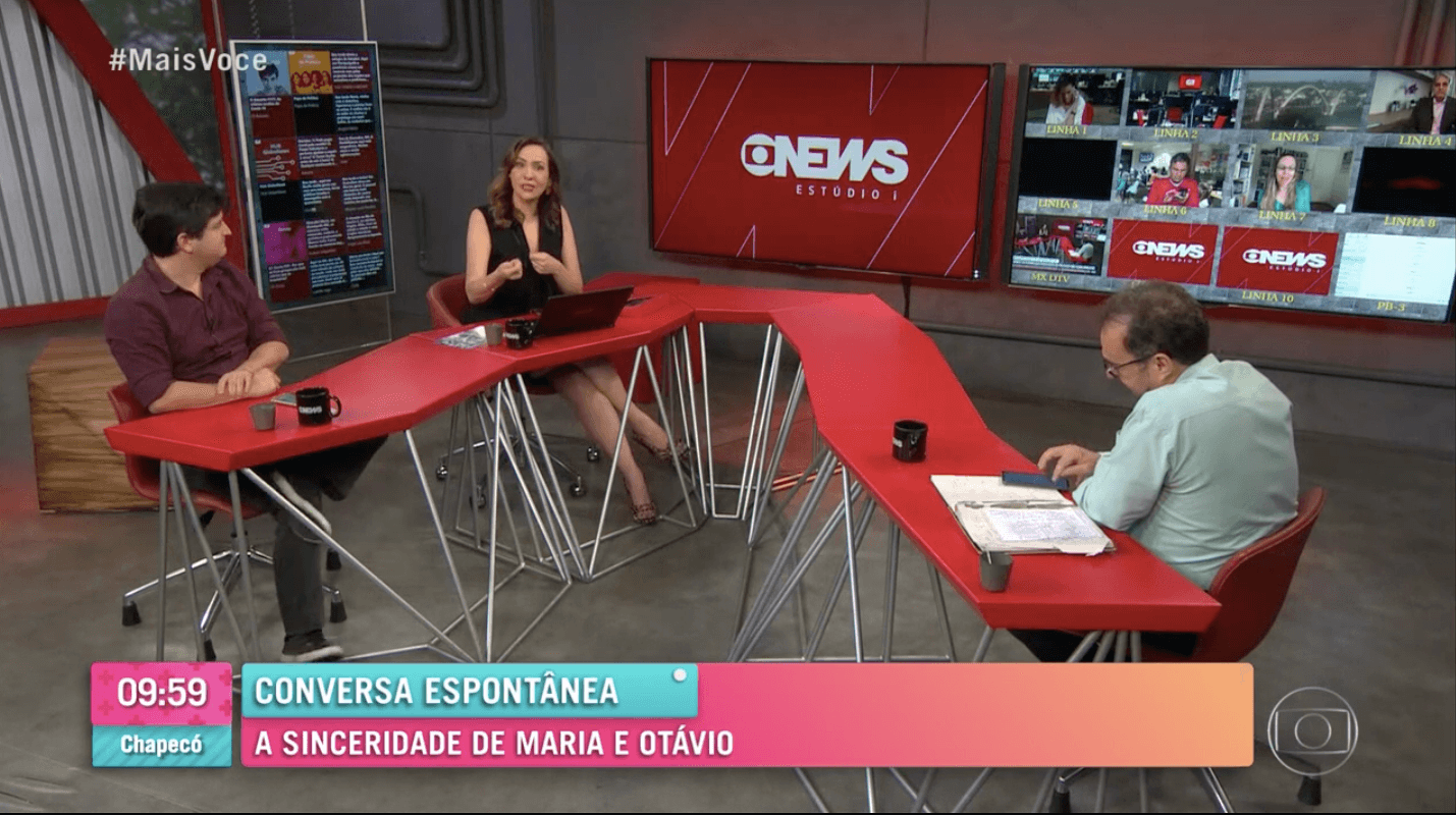 Maria Beltrão ao lado de Octávio Guedes (Reprodução) Maria Beltrão ao lado de Octávio Guedes (Reprodução)