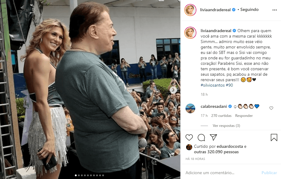 Livia Andrade fez textão para homenagear Silvio Santos (Foto: Reprodução/ Instagram) Livia Andrade fez textão para homenagear Silvio Santos (Foto: Reprodução/ Instagram)