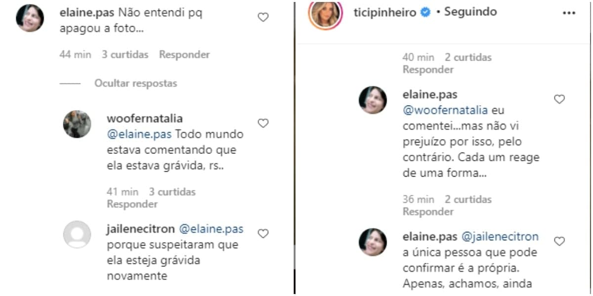 Ticiane Pinheiro apaga foto após fãs especularem gravidez e posta outra no lugar (Foto: Reprodução) Ticiane Pinheiro apaga foto após fãs especularem gravidez e posta outra no lugar (Foto: Reprodução)