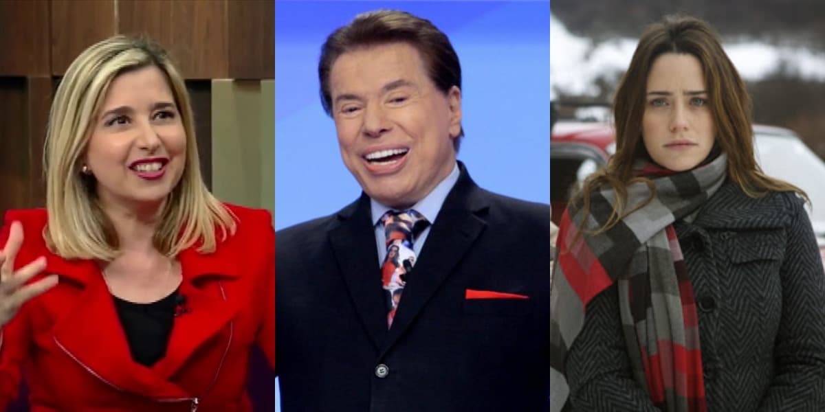 Mylena Ciribelli, do "Esporte Fantástico", Silvio Santos e Fernanda Vasconcellos em "A Vida da Gente" (Foto: Reprodução/Record/SBT/TV Globo) Mylena Ciribelli, do "Esporte Fantástico", Silvio Santos e Fernanda Vasconcellos em "A Vida da Gente" (Foto: Reprodução/Record/SBT/TV Globo)