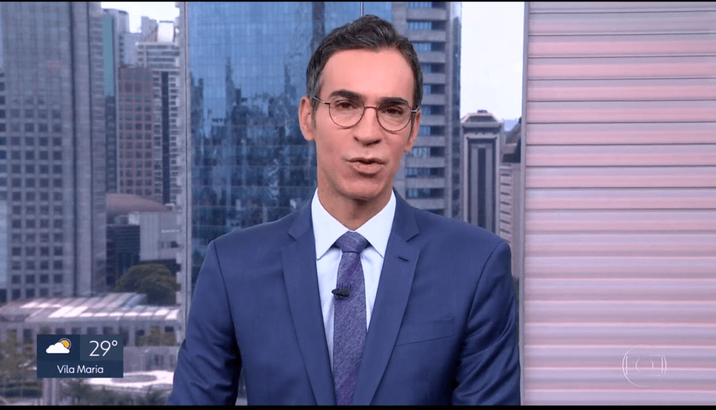 César Tralli respira fundo e engasga com o ódio na garganta, após flagra de bastidores na Globo vazar: "Que seja"