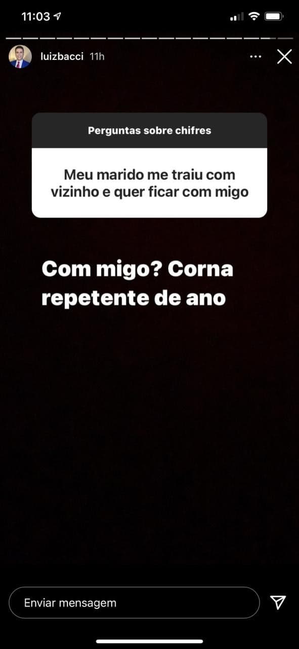 Luiz Bacci foi surpreendido com mensagem de fã (Foto: Reprodução/Instagram) Luiz Bacci foi surpreendido com mensagem de fã (Foto: Reprodução/Instagram)