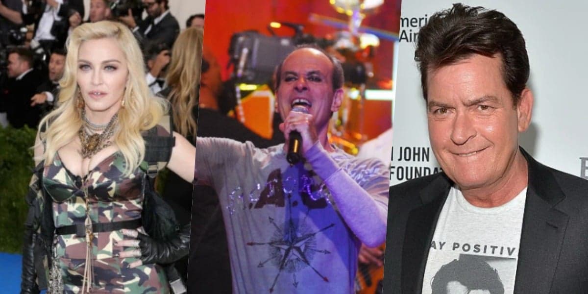 Madonna, Ney Matogrosso e Charlie Sheen (Foto: Reprodução) Madonna, Ney Matogrosso e Charlie Sheen (Foto: Reprodução)