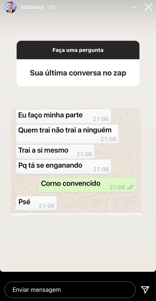 "Meu fetiche", Luiz Bacci escandaliza ao expor sobre sexo com homem e assumir abstinência de relação "Meu fetiche", Luiz Bacci escandaliza ao expor sobre sexo com homem e assumir abstinência de relação