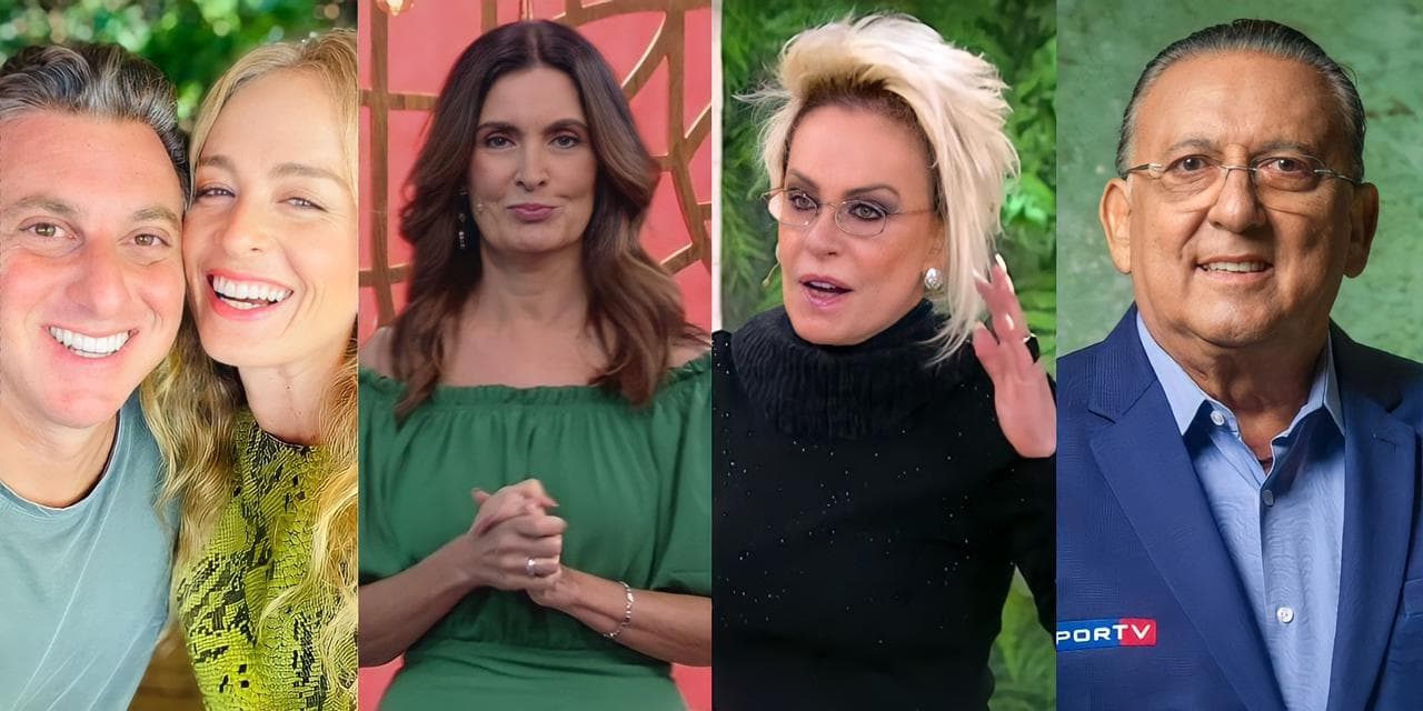 Luciano Huck, Angélica, Fátima Bernardes, Ana Maria e Galvão Bueno (Reprodução) Luciano Huck, Angélica, Fátima Bernardes, Ana Maria e Galvão Bueno (Reprodução)