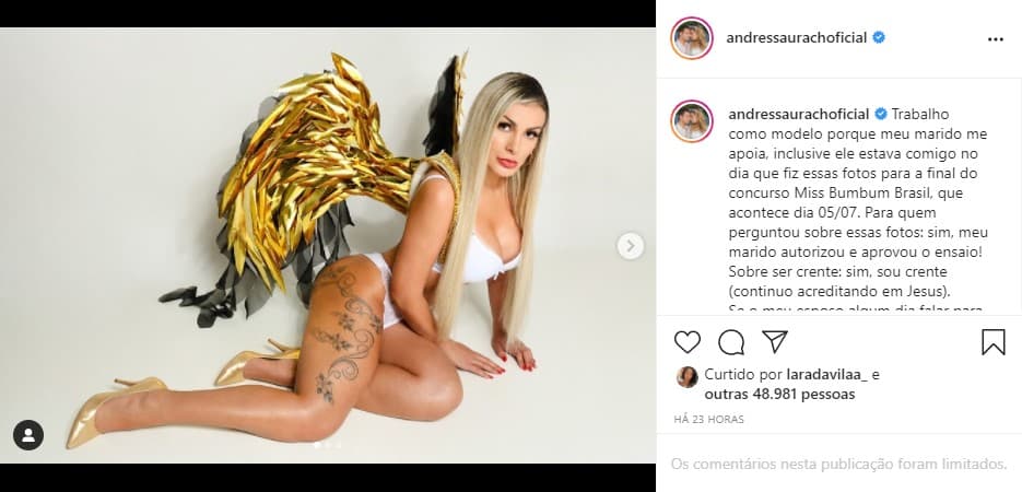 Post de Andressa Urach no Instagram (Foto: Reprodução) Post de Andressa Urach no Instagram (Foto: Reprodução)