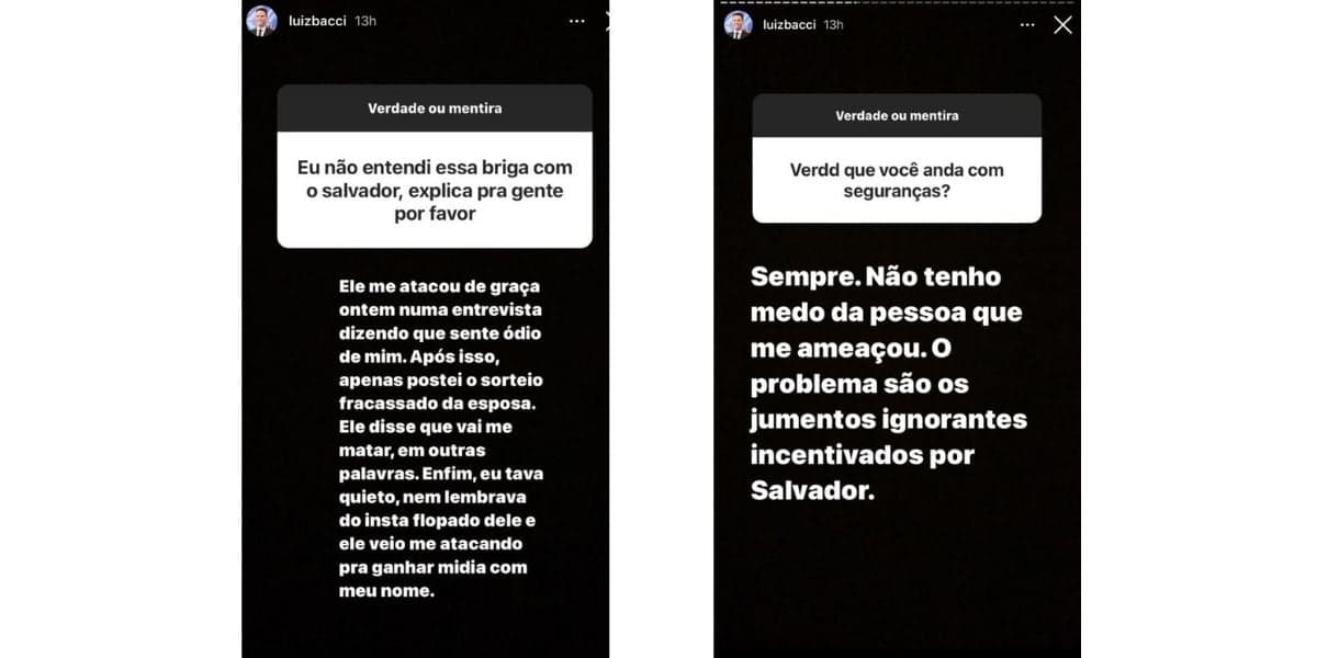Luiz Bacci é ameaçado de morte por famoso, convoca time de seguranças de peso e expõe terror vivido: "Medo" Luiz Bacci é ameaçado de morte por famoso, convoca time de seguranças de peso e expõe terror vivido: "Medo"
