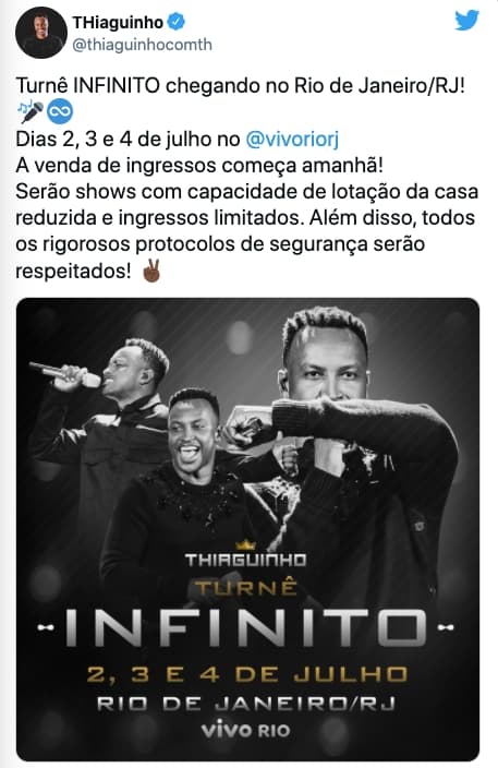Thiaguinho anuncia turnê - Reprodução Thiaguinho anuncia turnê - Reprodução
