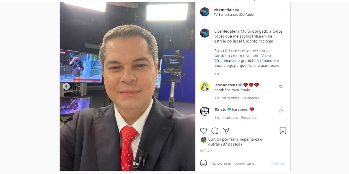 Vicente Datena estreia em Brasil Urgente da Band (Reprodução) Vicente Datena estreia em Brasil Urgente da Band (Reprodução)