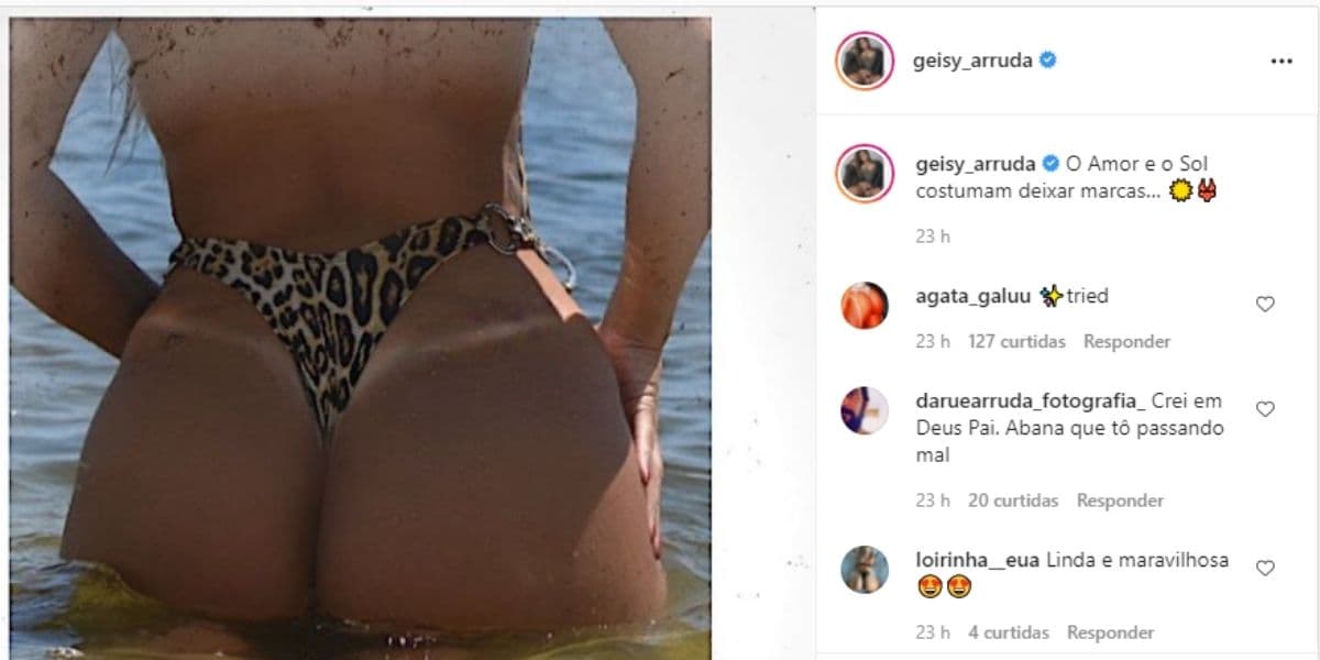 Geisy Arruda vira de costas, atola fio-dental e escandaliza com zoom em parte gigante molhadinha: "Passando mal" Geisy Arruda vira de costas, atola fio-dental e escandaliza com zoom em parte gigante molhadinha: "Passando mal"