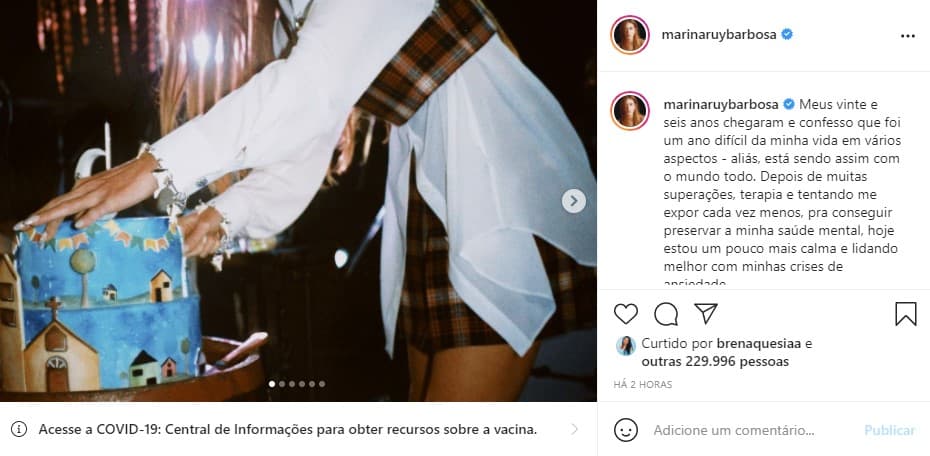 Marina Ruy Barbosa se pronuncia após grave acusação (Foto: Reprodução) Marina Ruy Barbosa se pronuncia após grave acusação (Foto: Reprodução)