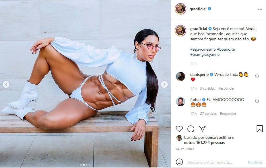 Gracyanne Barbosa com barriga durinha (Imagem: Reprodução) Gracyanne Barbosa com barriga durinha (Imagem: Reprodução)