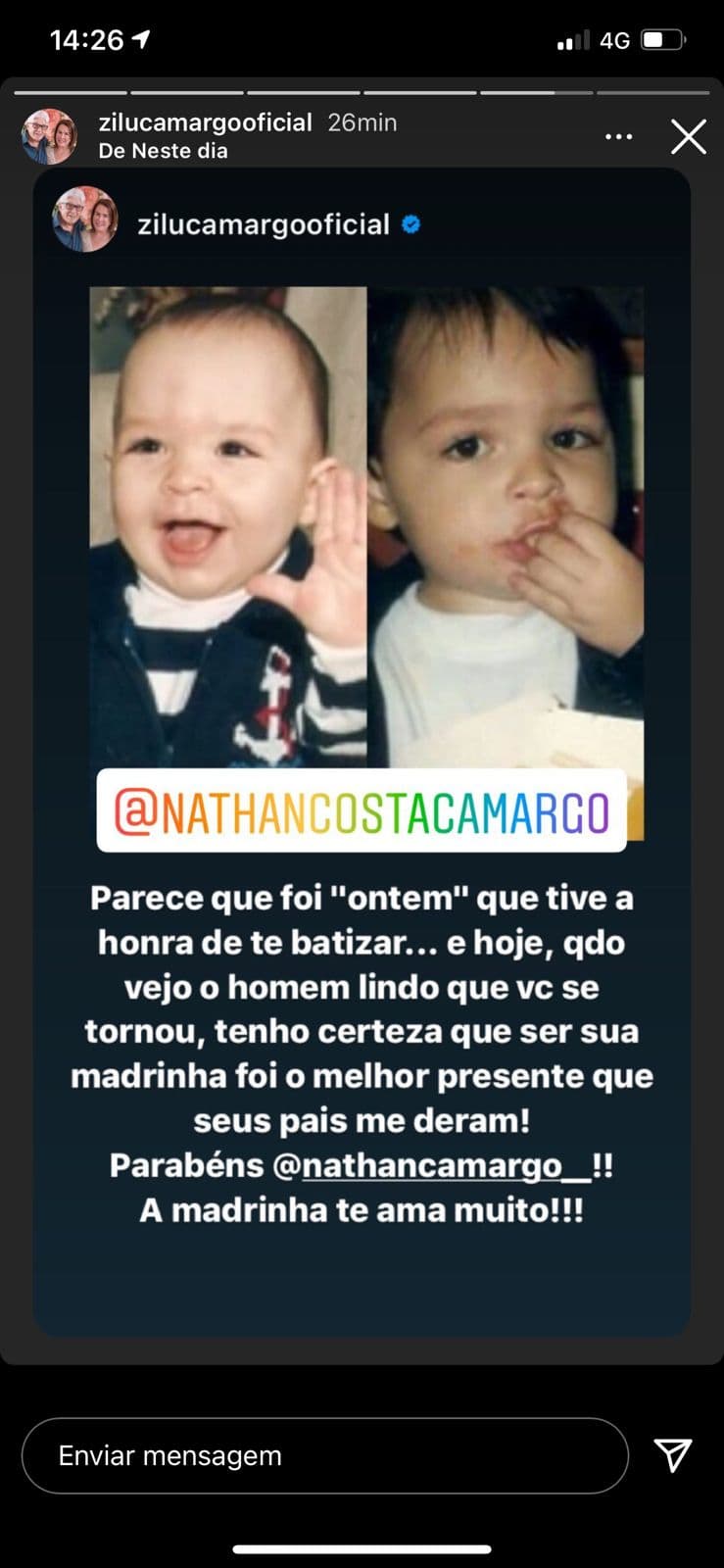Zilu manda recado para filho de Luciano (Reprodução) Zilu manda recado para filho de Luciano (Reprodução)