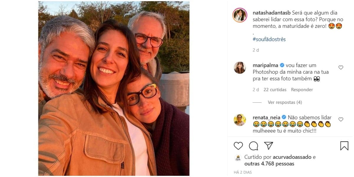 Natasha Dantas se pronunciou sobre Bonner e Renata - Foto: Reprodução Natasha Dantas se pronunciou sobre Bonner e Renata - Foto: Reprodução