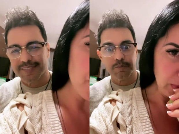 Graciele Lacerda mostra bigode de Zezé nas redes sociais - Reprodução Graciele Lacerda mostra bigode de Zezé nas redes sociais - Reprodução