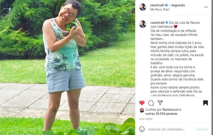 César Tralli homenageou sua irmã no Instagram César Tralli homenageou sua irmã no Instagram
