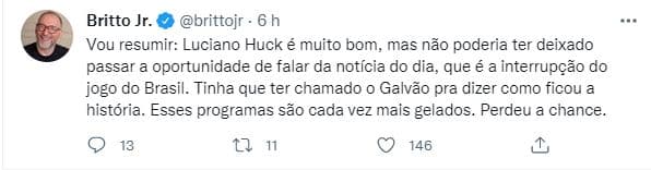 Britto Jr não poupou Luciano Huck em sua estreia nas noites de domingo (Foto: Reprodução) Britto Jr não poupou Luciano Huck em sua estreia nas noites de domingo (Foto: Reprodução)