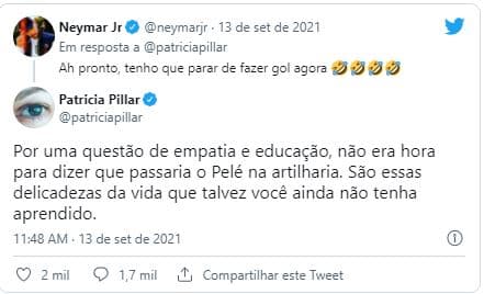 Neymar e Patrícia Pillar (Foto: Reprodução/Twitter) Neymar e Patrícia Pillar (Foto: Reprodução/Twitter)