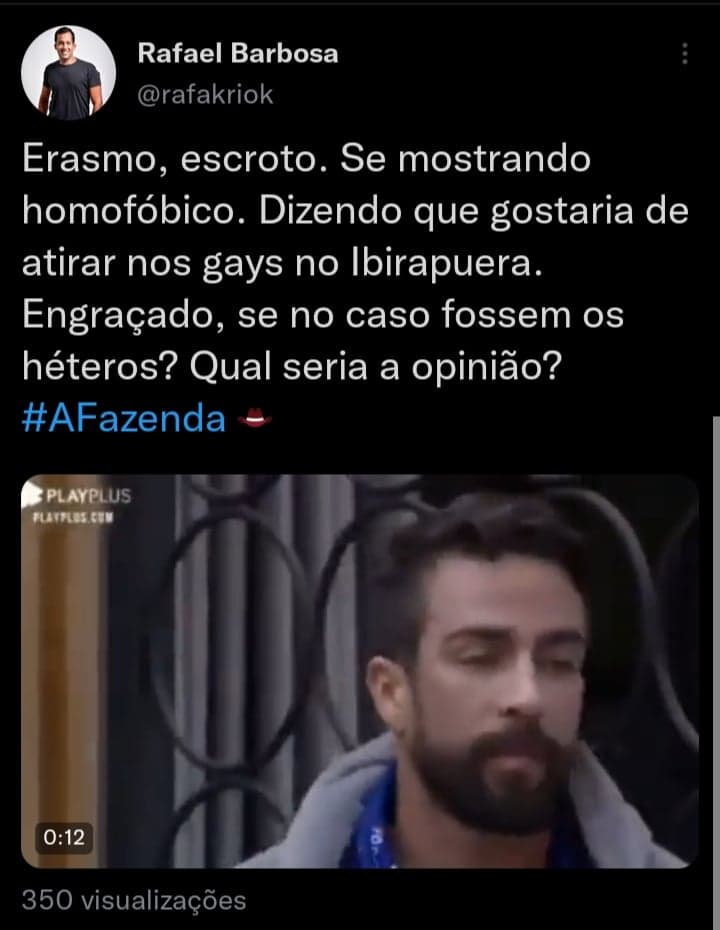 Internauta comenta sobre Erasmo (Foto: Reprodução) Internauta comenta sobre Erasmo (Foto: Reprodução)
