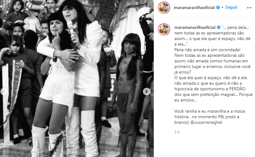 Mara dá suas alfinetadas na Xuxa novamente no Instagram (Foto: Reprodução) Mara dá suas alfinetadas na Xuxa novamente no Instagram (Foto: Reprodução)