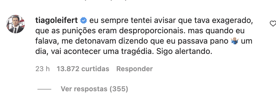 Tiago Leifert também deixa comentário na publicação ( Foto: Reprodução/ Instagram) Tiago Leifert também deixa comentário na publicação ( Foto: Reprodução/ Instagram)