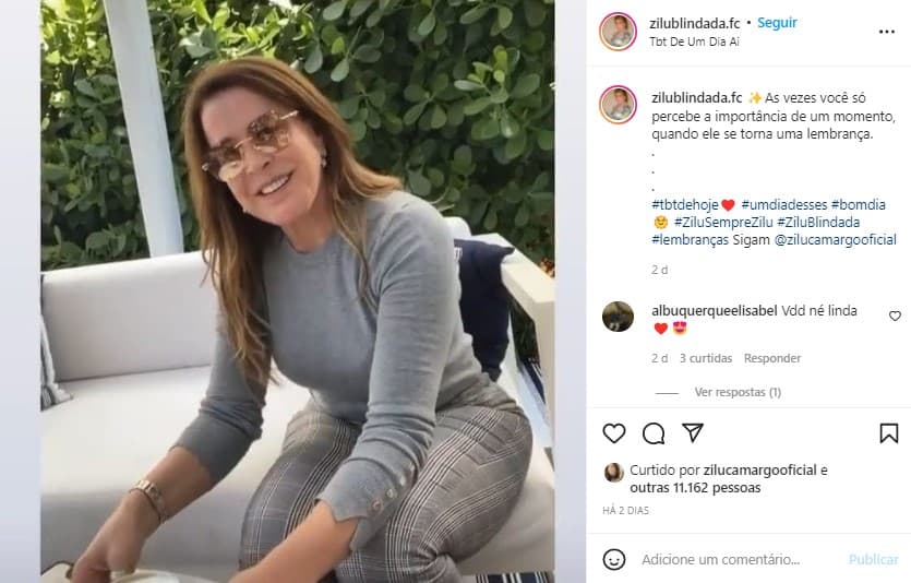 Zilu Godói deixou deixar uma curtida especial (Foto: Reprodução) Zilu Godói deixou deixar uma curtida especial (Foto: Reprodução)