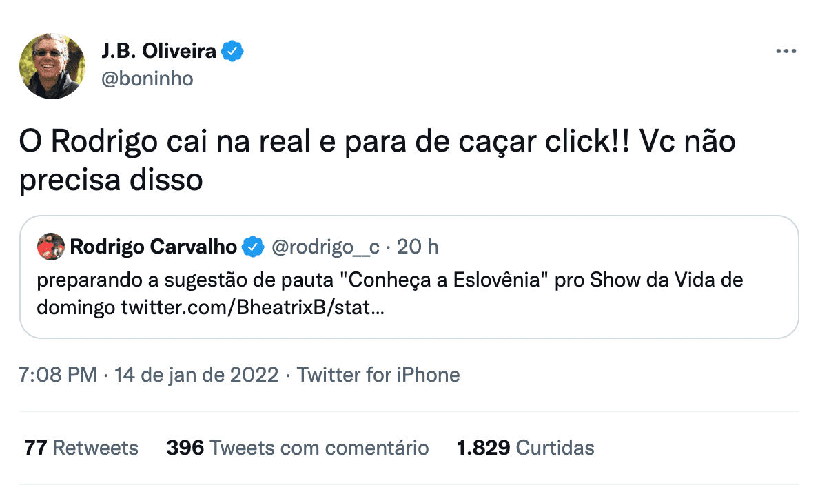 Tweet de Boninho surpreendeu Tweet de Boninho surpreendeu