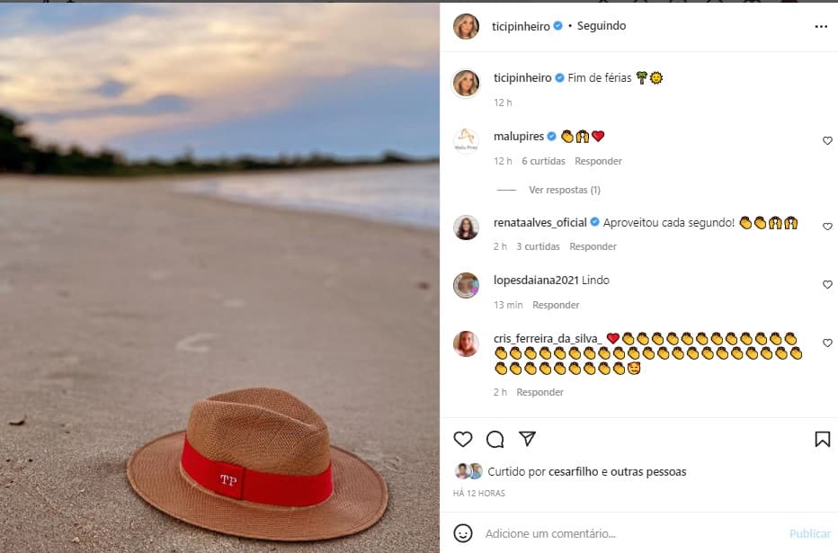 Ticiane Pinheiro falou sobre o fim das férias no Instagram Ticiane Pinheiro falou sobre o fim das férias no Instagram