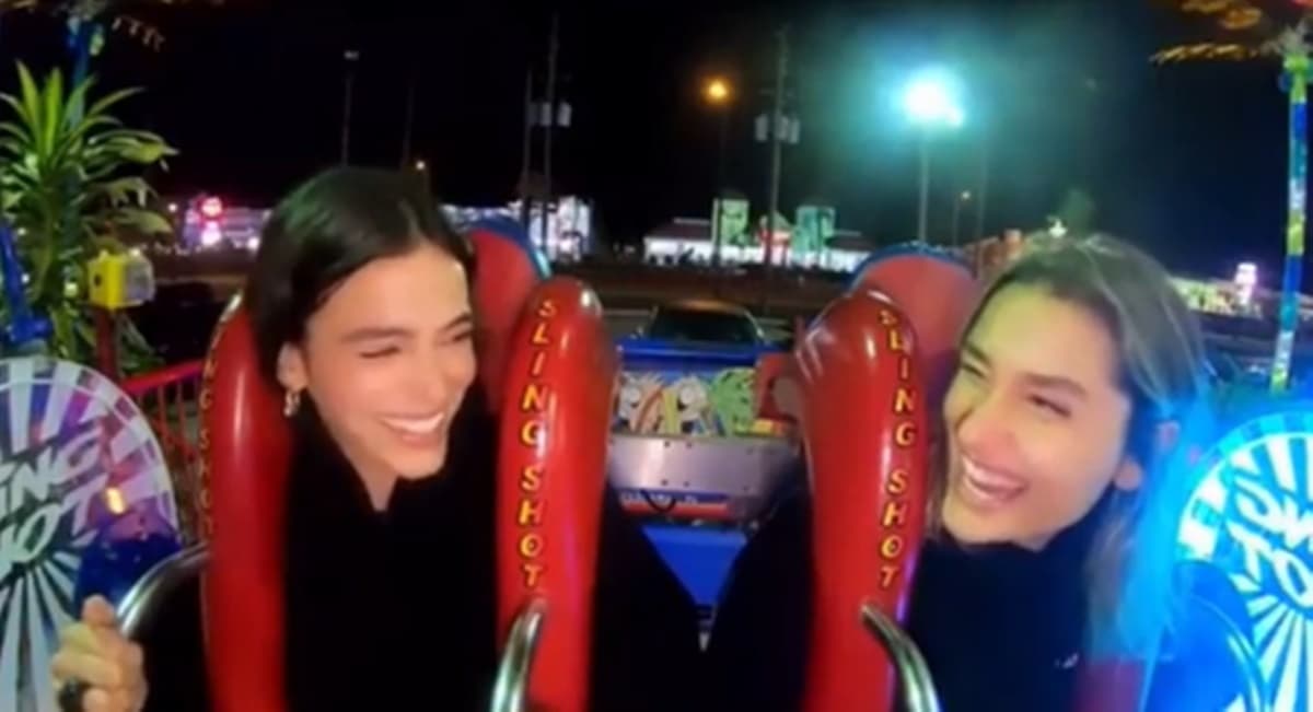 As amigas se divertiram em um brinquedo radical que exige muita coragem nos Estados Unidos (Foto: Reprodução/Instagram) As amigas se divertiram em um brinquedo radical que exige muita coragem nos Estados Unidos (Foto: Reprodução/Instagram)
