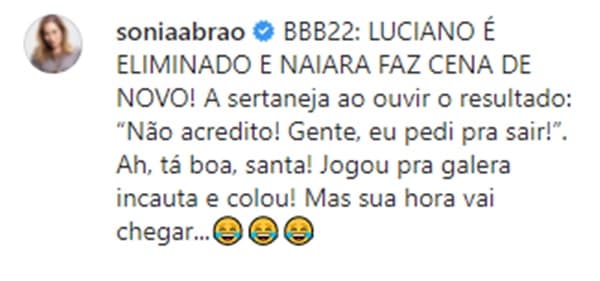 Sonia Abrão dispara comentário na rede social (Reprodução/ Instagram) Sonia Abrão dispara comentário na rede social (Reprodução/ Instagram)