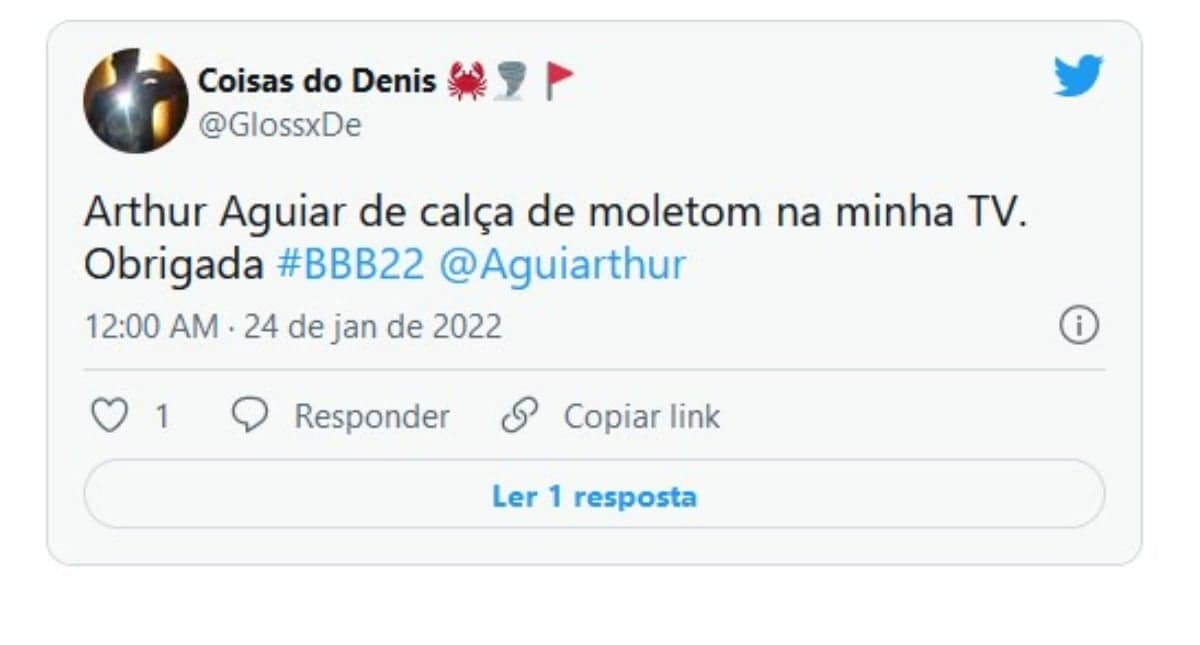 Internautas foram a loucura com o 'volume' de Arthur (Foto: Reprodução / Twitter) Internautas foram a loucura com o 'volume' de Arthur (Foto: Reprodução / Twitter)