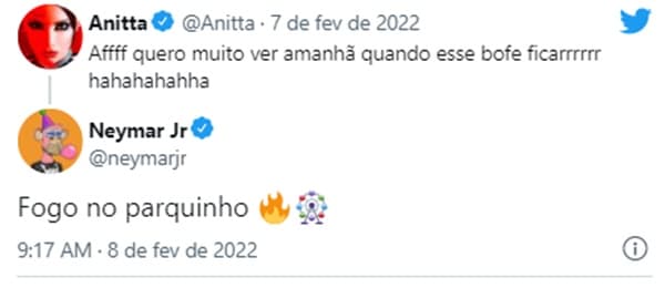 Neymar Jr. responde Anitta e revela favorito (Reprodução/ Twitter) Neymar Jr. responde Anitta e revela favorito (Reprodução/ Twitter)
