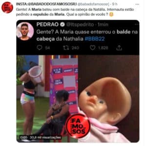 ⠀ Web pede expulsão de Maria por agredir Natália no Jogo da Discórdia (Foto: Reprodução /Twitter) ⠀ Web pede expulsão de Maria por agredir Natália no Jogo da Discórdia (Foto: Reprodução /Twitter)