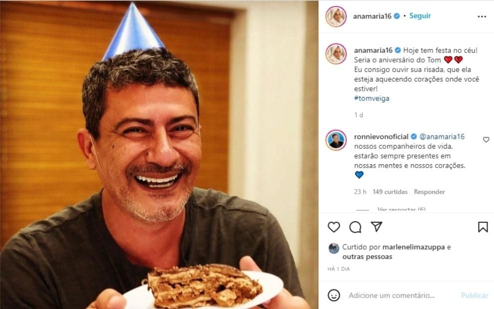 Ana Maria Braga homenageia o ator tom veiga (reprodução/instagram) Ana Maria Braga homenageia o ator tom veiga (reprodução/instagram)