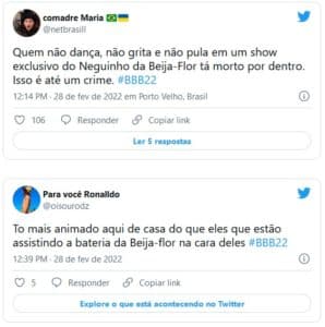Internautas reagiram ao desânimo dos brothers do BBB22 com a festa de Carnaval (Foto: Reprodução / Globoplay) Internautas reagiram ao desânimo dos brothers do BBB22 com a festa de Carnaval (Foto: Reprodução / Globoplay)