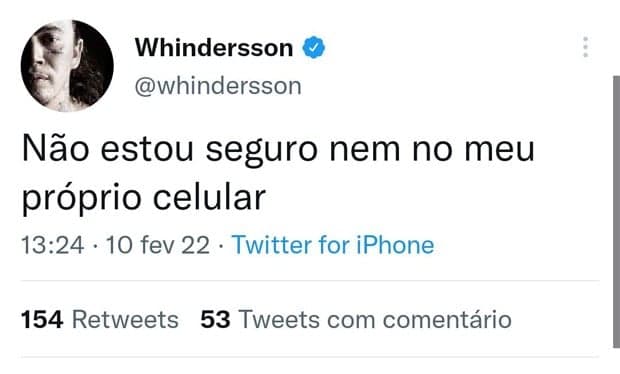 Whindersson Nunes desabafa sobre mensagens privadas vazadas (Foto: Reprodução/Twitter) Whindersson Nunes desabafa sobre mensagens privadas vazadas (Foto: Reprodução/Twitter)