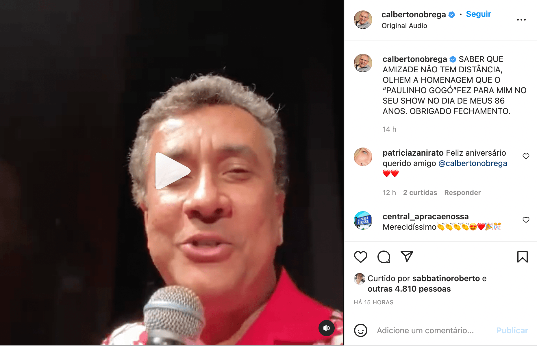 Paulinho Gogó no Instagram (Foto: Reprodução) Paulinho Gogó no Instagram (Foto: Reprodução)
