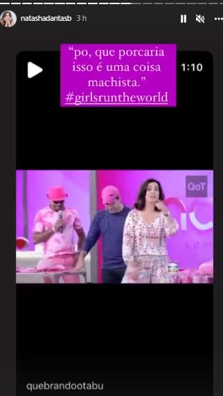 Natasha Dantas compartilhou video tirado do Encontro com Fátima Bernardes Natasha Dantas compartilhou video tirado do Encontro com Fátima Bernardes