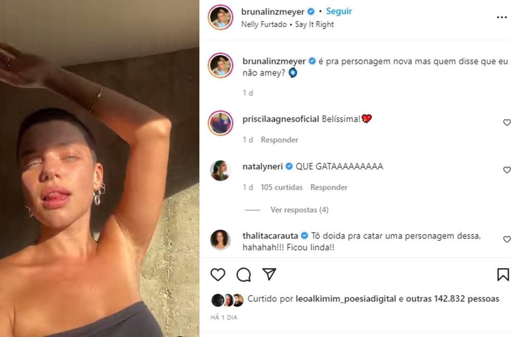 Bruna Linzmeyer sensualiza e dança em vídeo, ao revelar a mudança capilar Bruna Linzmeyer sensualiza e dança em vídeo, ao revelar a mudança capilar