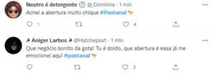 Internautas elogiaram fotografia de "Pantanal" (Foto: Reprodução / Twitter) Internautas elogiaram fotografia de "Pantanal" (Foto: Reprodução / Twitter)