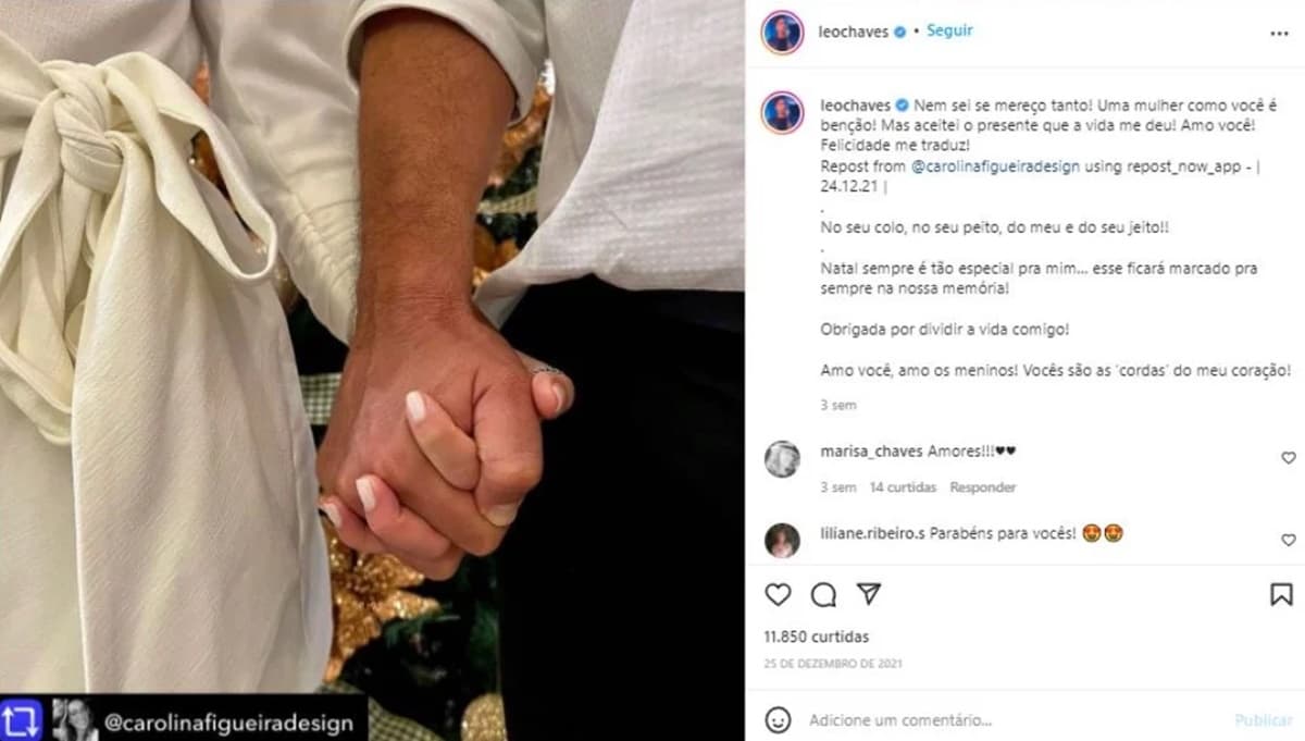 Léo Chaves se declarou à Carolina Figueira Léo Chaves se declarou à Carolina Figueira