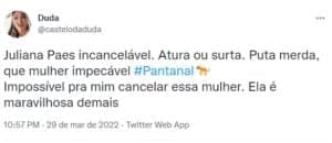 Telespectadores aprovaram 'Pantanal' (Foto: Reprodução / Twitter) Telespectadores aprovaram 'Pantanal' (Foto: Reprodução / Twitter)