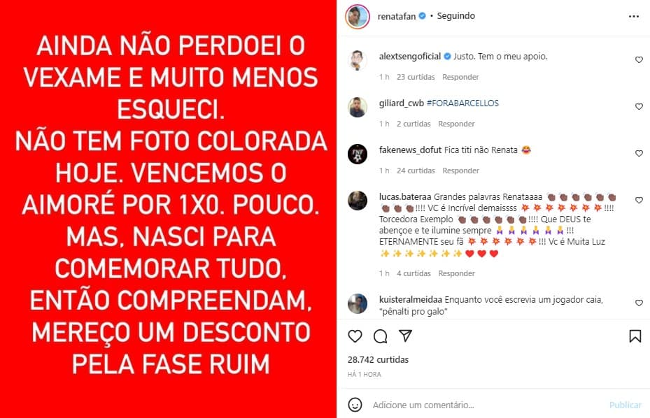 Renata Fan se mostrou decepcionada (Foto: Reprodução) Renata Fan se mostrou decepcionada (Foto: Reprodução)