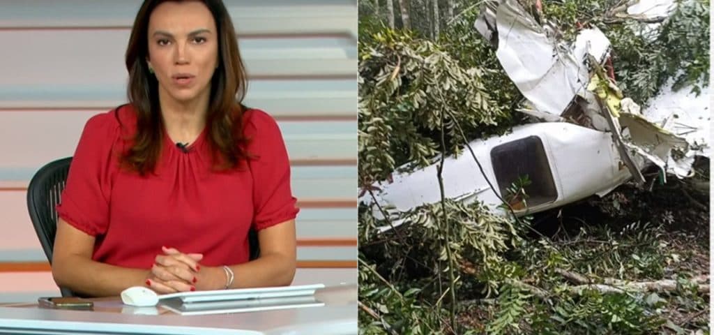 Ana Paula Araújo para o Bom Dia Brasil com queda de avião e confirma tragédia ao vivo na Globo: "Mortos"