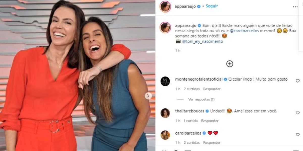 Ana Paula Araújo e Carol Barcellos do "Bom Dia Brasil" (Foto: Reprodução/Instagram) Ana Paula Araújo e Carol Barcellos do "Bom Dia Brasil" (Foto: Reprodução/Instagram)