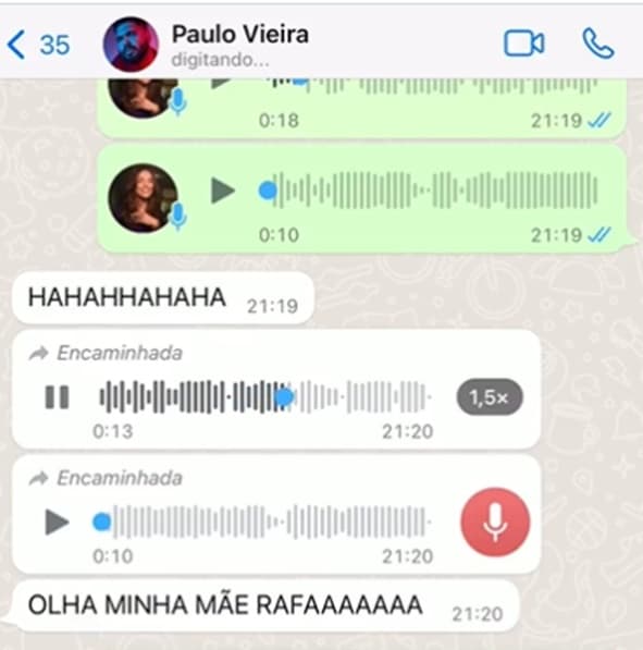 Paulo Vieira expõe áudios de bronca da mãe para Rafa Kalimann Paulo Vieira expõe áudios de bronca da mãe para Rafa Kalimann