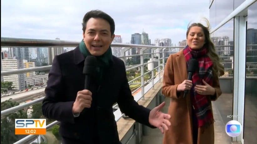 Alan Severiano e Jaqueline Brazil iniciaram o SP1 pra fora dos estúdios da Globo Alan Severiano e Jaqueline Brazil iniciaram o SP1 pra fora dos estúdios da Globo