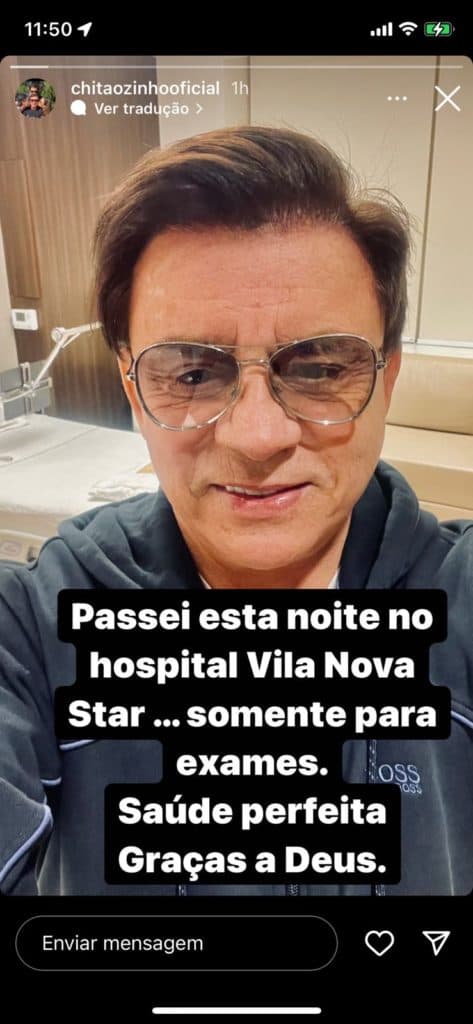 De acordo com cantor, noite no hospital foi para fazer exames (Reprodução) De acordo com cantor, noite no hospital foi para fazer exames (Reprodução)